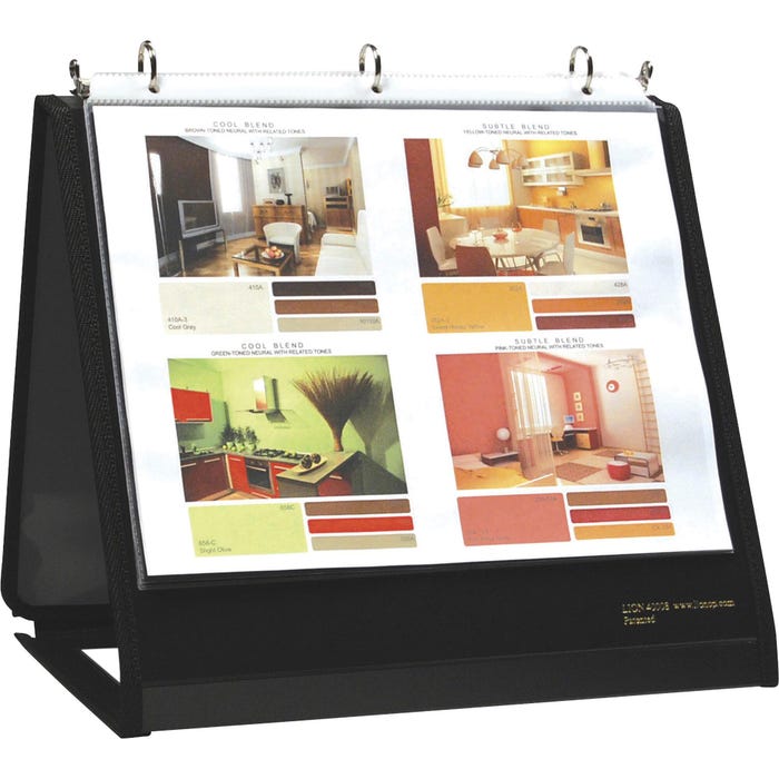Lion Insta-Cover Easel Binder, 3/4 Inch Round Ring, 10 Pocket, Black