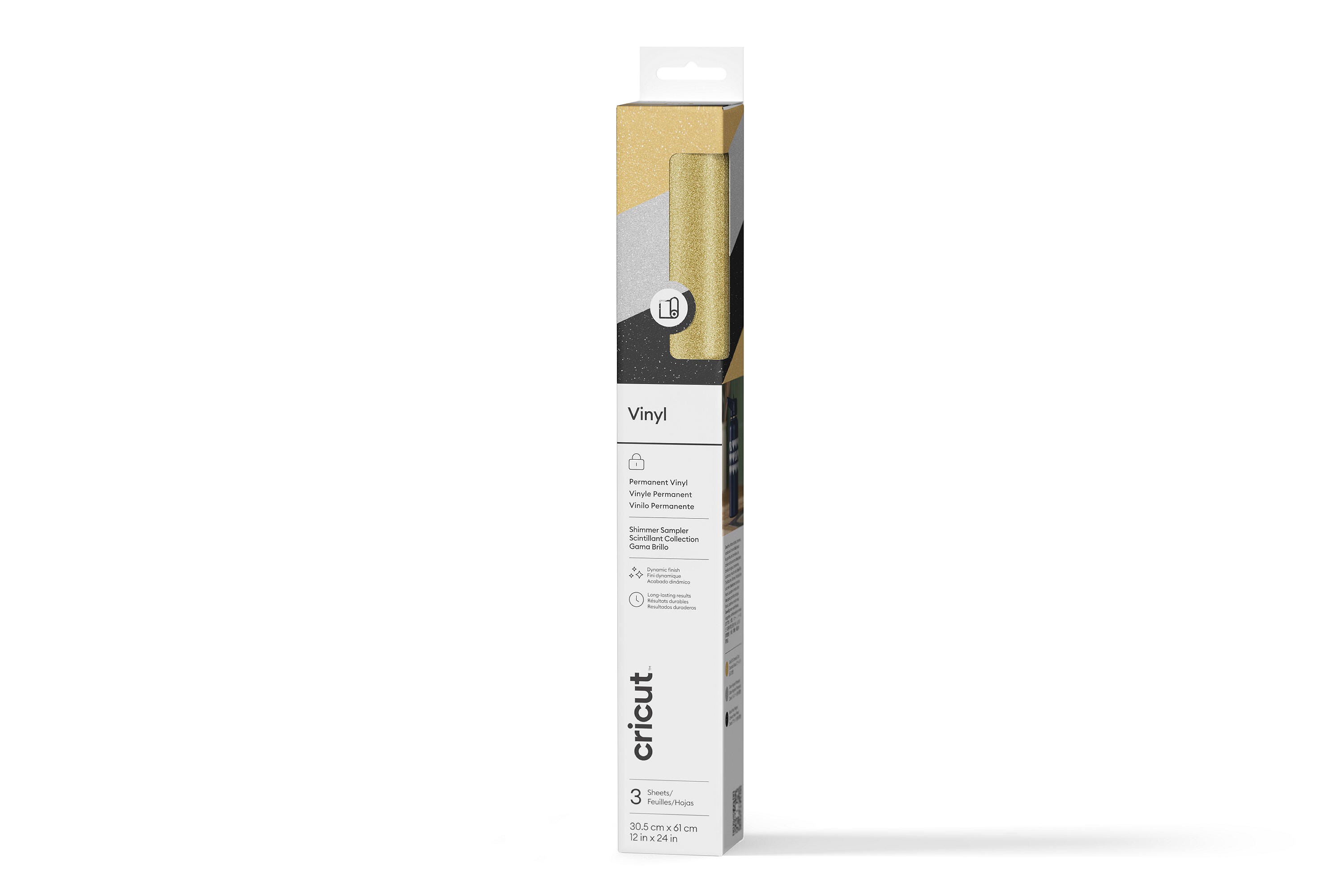 Cricut Permanent Adhesive Vinyl Sampler, 12 x 24 Inches, Assorted Shimmer Colors, 3 Sheets 2216487