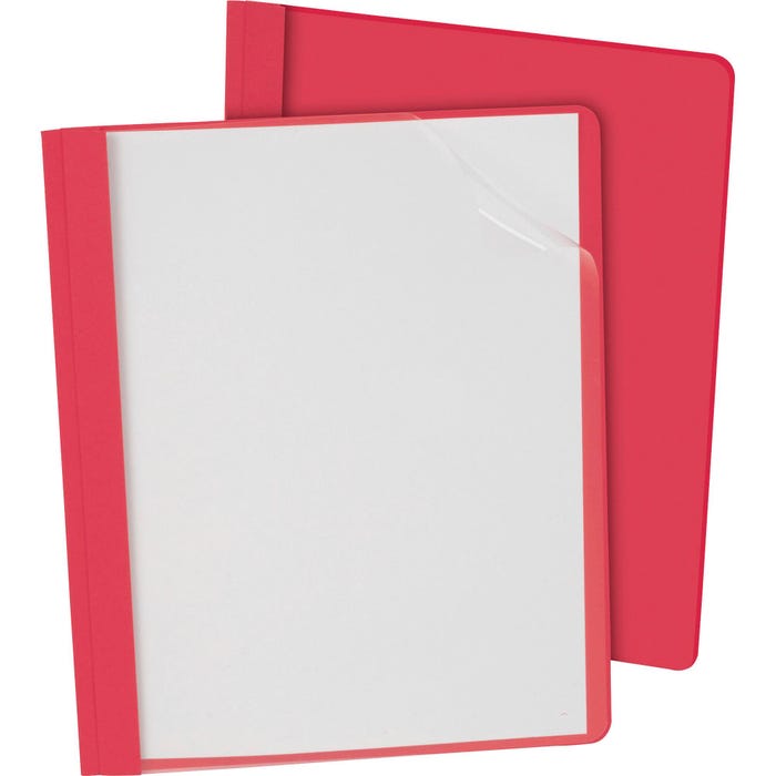 Oxford Clear Front Report Covers, 8-1/2 x 11 Inches, 100 Sheet Capacity, Red, Pack of 25