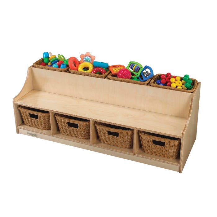 Childcraft Toddler Storage Bench, 8 Baskets, 49 x 17-3/4 x 17 Inches