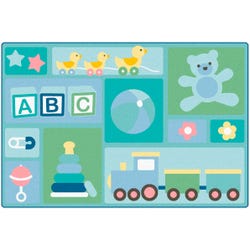 Carpets for Kids KIDSoft Baby's Basics Toddler Rug, 4 x 6 Feet, Rectangle, Blue, Item Number 1593513