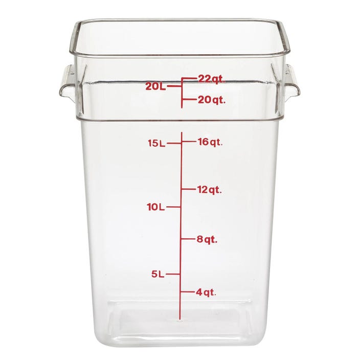 Cambro CamSquares FreshPro Food Storage Container, 22 Quart Capacity, Clear