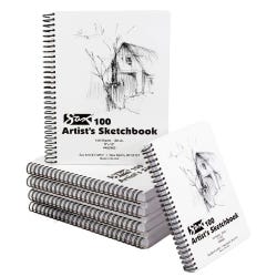 Sax 100 Artist's Sketchbook, 80 lb, 9 x 12 Inches, White, Pack of 6