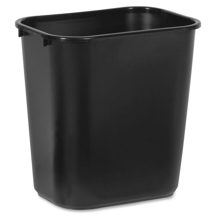 Rubbermaid Standard Rectangle Waste Basket, 28-1/8 Quart, Plastic, Black