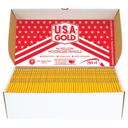 USA Gold Woodcase Pencils, No 2, Pre-Sharpened, Class Pack of 750