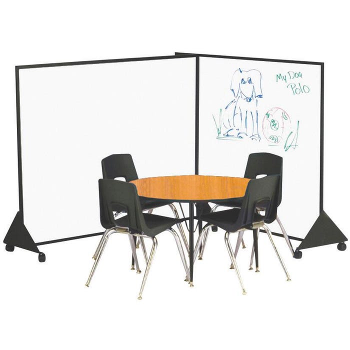 Mooreco Portable Partition Divider, Markerboard Anodized Aluminum, 5 x 4 Feet, White/Black