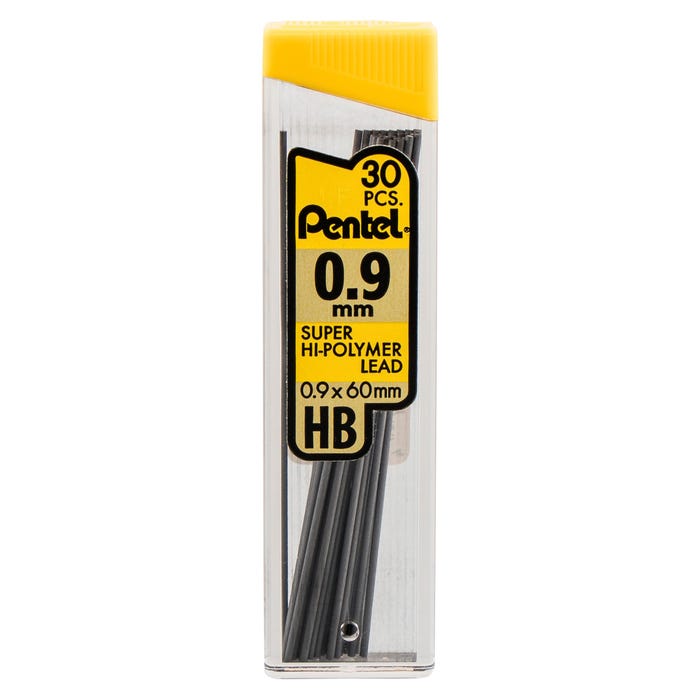 Pentel Super Hi-Polymer Lead Refill, 0.9 mm Medium HB, Pack of 12 Tubes