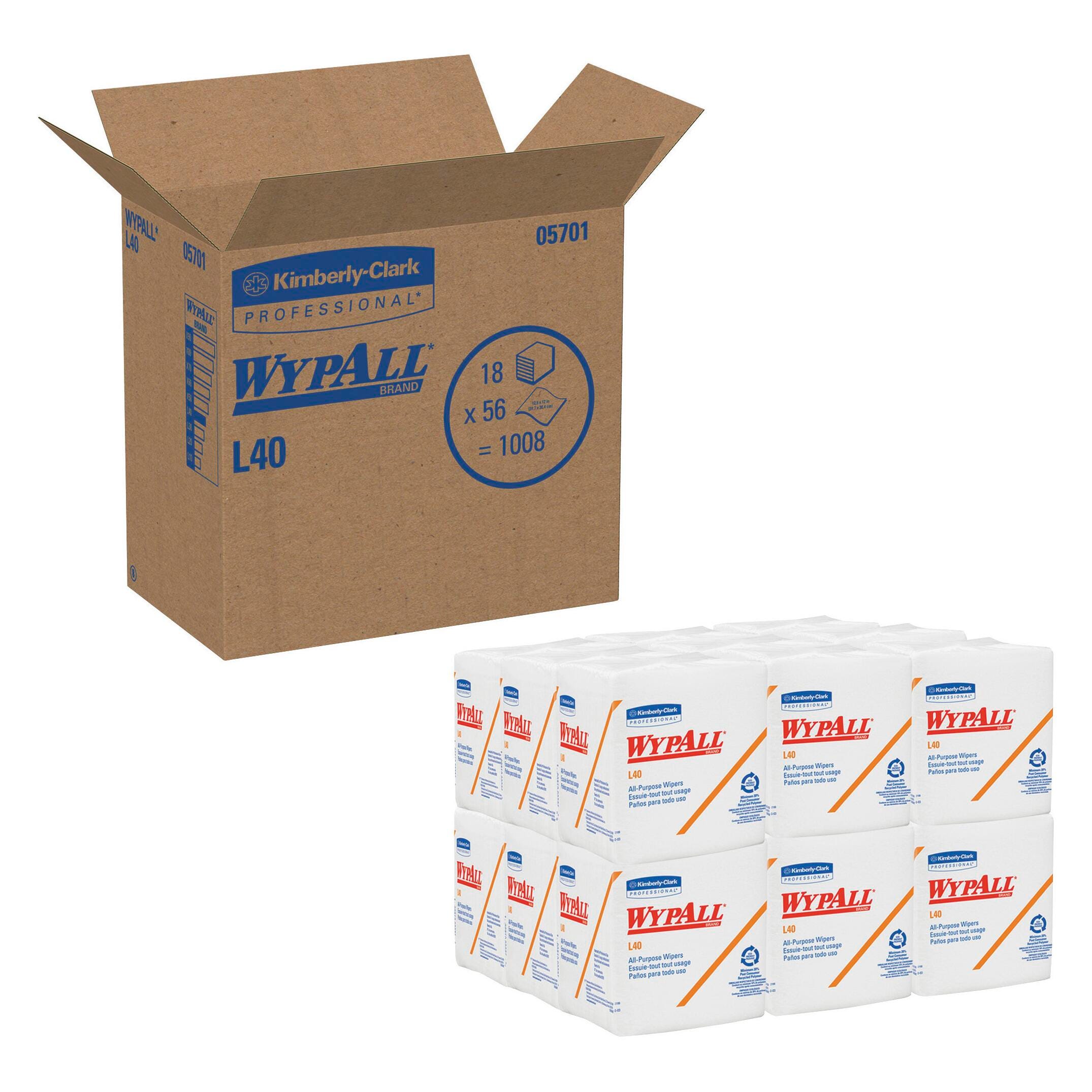 Image for WYPALL L40 1/4-Fold All Purpose Reusable Wipe - 56 Towels, 12-1/2 X 14-7/16 in, Paper, White, Pack of 1008 from School Specialty