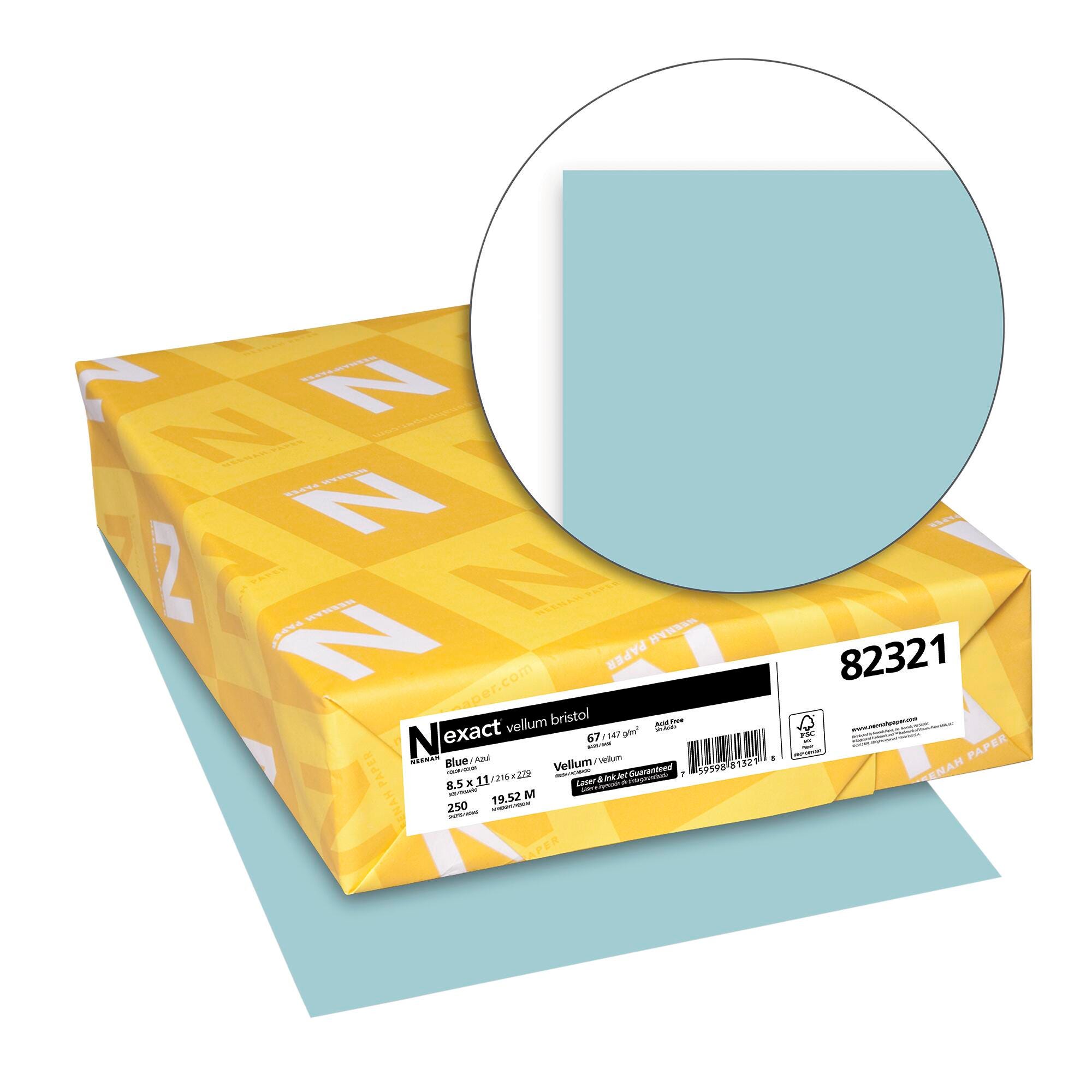 Image for Exact Vellum Bristol Colored Cardstock, 8-1/2 x 11 Inches, 67 lb, Blue, 250 Sheets from School Specialty