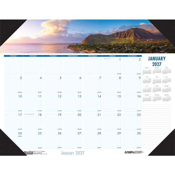 House of Doolittle Compact Desk Pad Calendar, January to December 2027, 18-1/2 x 13 Inches, Earthscapes Coastline