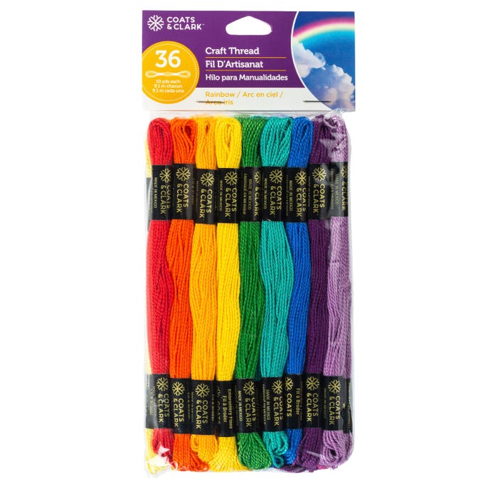 Coats & Clark Craft Thread, Assorted Colors, Pack of 36
