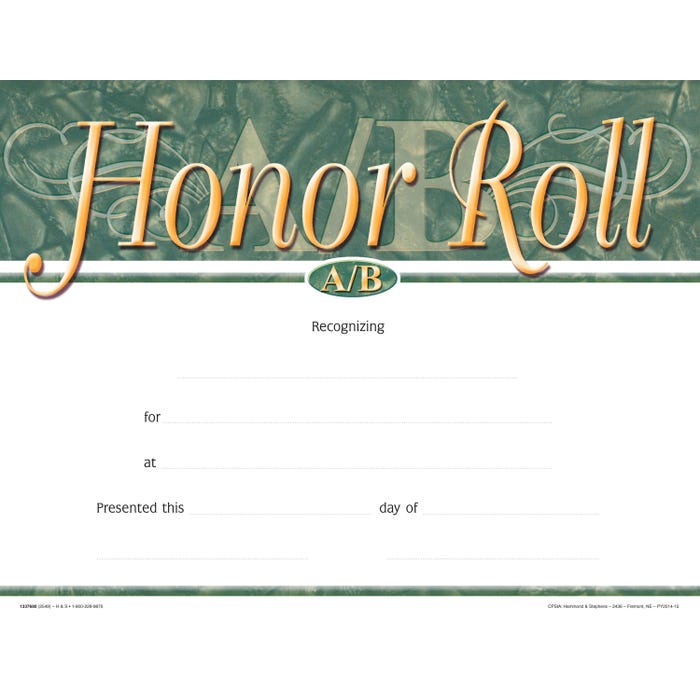 Achieve It! A/B Honor Roll Recognition Awards, Fill in the Blank, 11 x 8-1/2 Inches, Pack of 25 achieve-it-a-b-honor-roll-recognition-awards-fill-in-the-blank-11-x-8-1-2-inches-pack-of-25