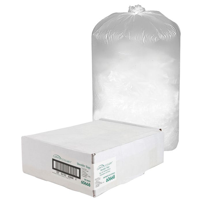 Compucessory Translucent Shredder Bag, 18 x 17 x 38 Inches, 8 Microns, White