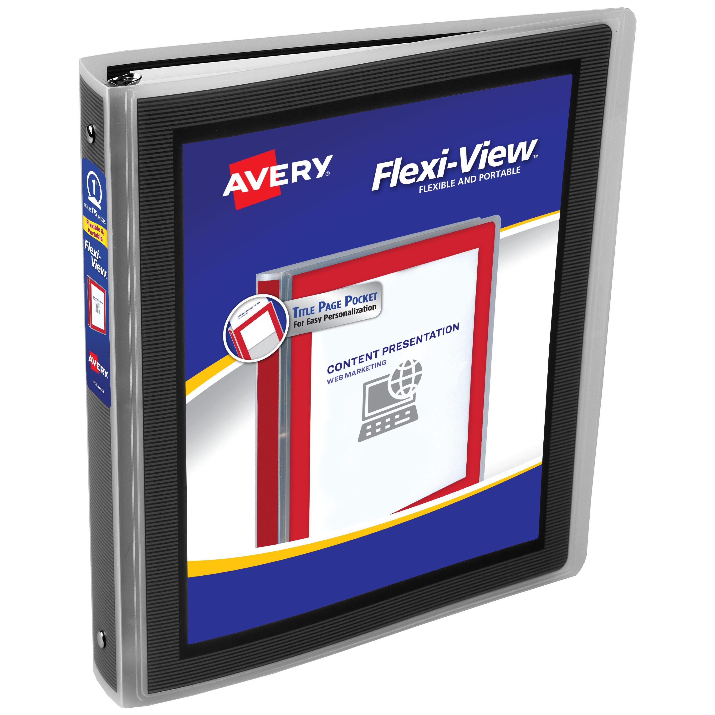 Image for Avery Flexi-View Poly View Binder, 1 Inch, Round Ring, Black from School Specialty