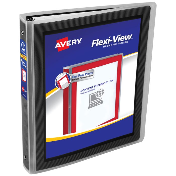 Avery Flexi-View Poly View Binder, 1 Inch, Round Ring, Black