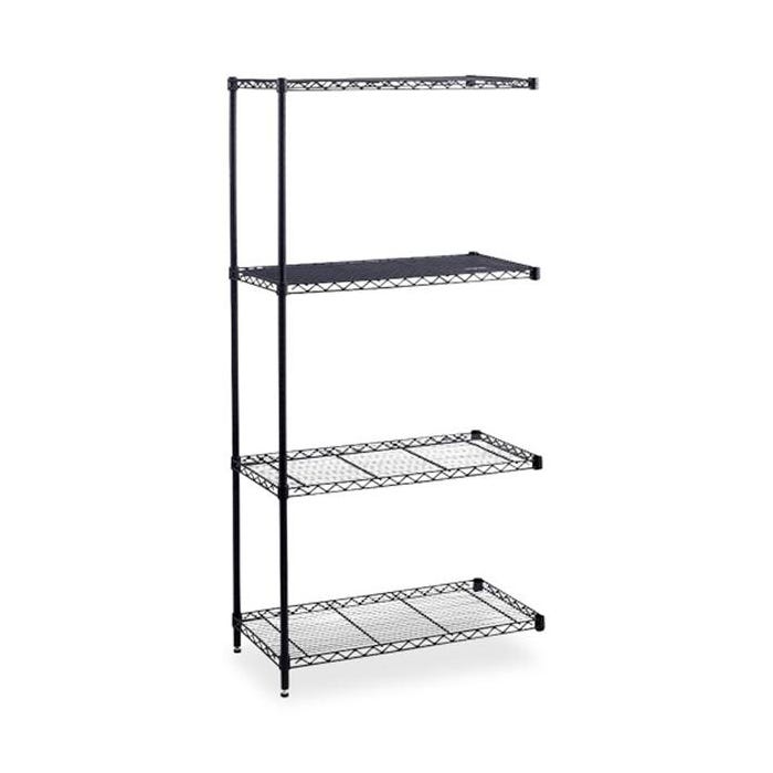 Safco Industrial Wire Shelving Add-On Unit, 4 Shelves, 2 Posts