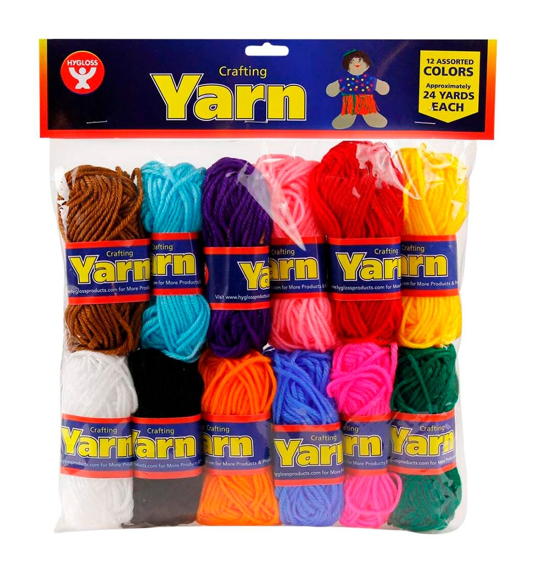 Hygloss Crafting Yarn, Assorted Colors, Set of 12 2133564