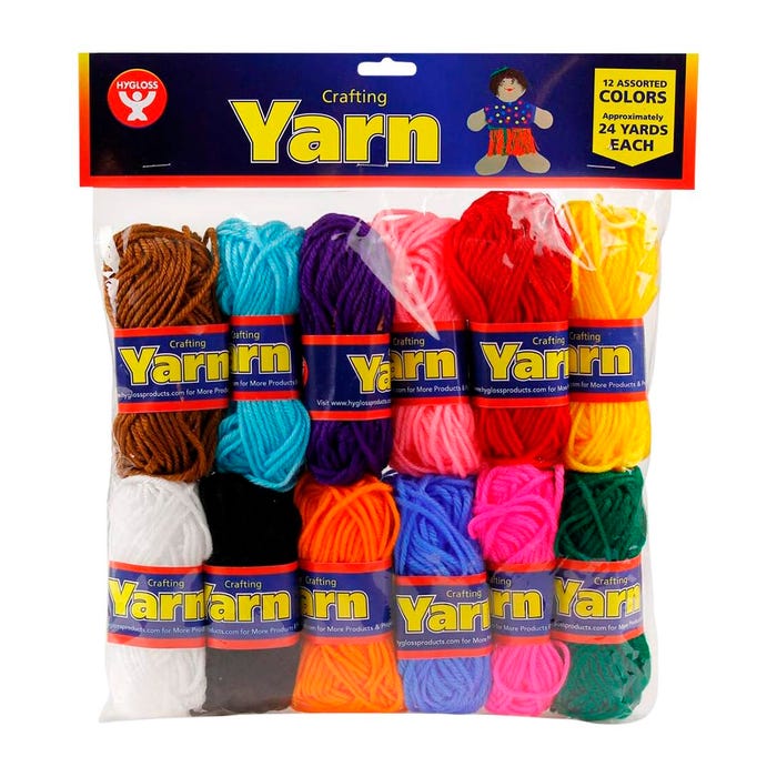 Hygloss Crafting Yarn, Assorted Colors, Set of 12