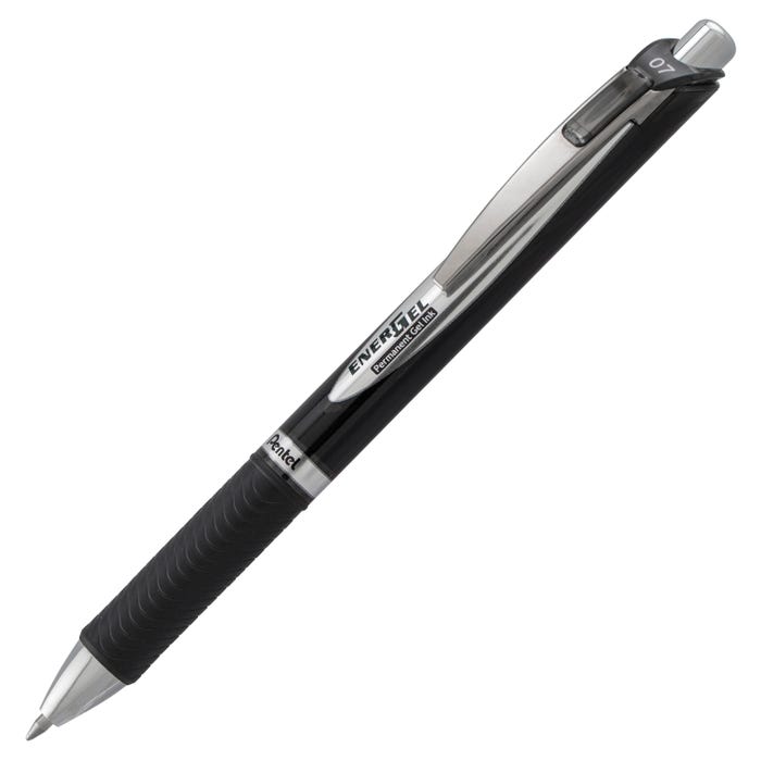 Pentel EnerGel PRO Permanent Gel Pen, 0.7 mm Medium Line, Black Ink, Pack of 12