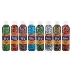 Creativity Street Glitter Chip Glue, 8 Ounces, Assorted Colors, Set of 8, Item Number 401297
