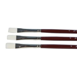 Sax Optimum White Synthetic Taklon Paint Brushes Long, Flat, Size 4, Set of 3 1567590