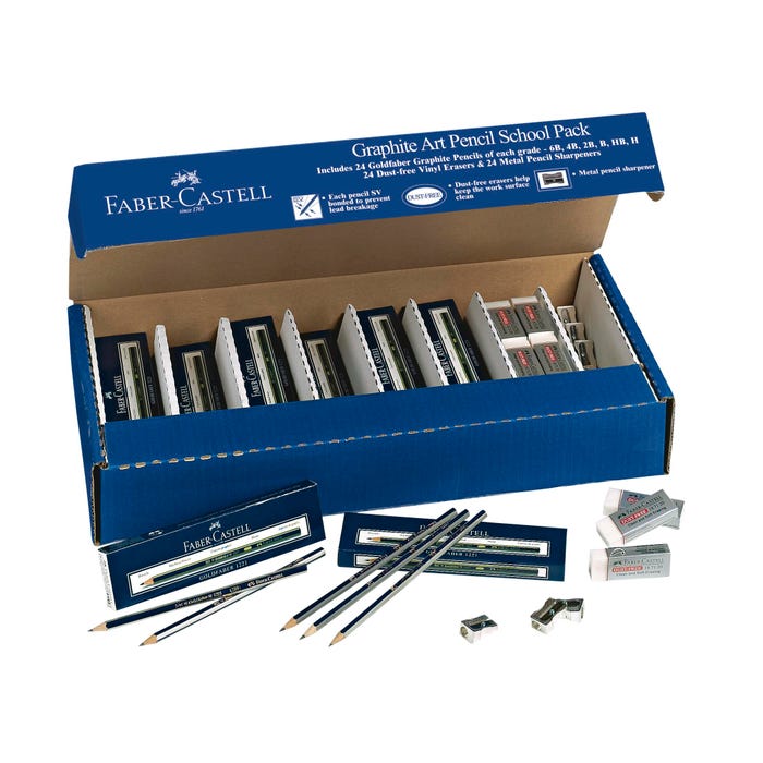 Faber-Castell Goldfaber Graphite Sketching Pencils School Pack, Assorted Hardness, Set of 192