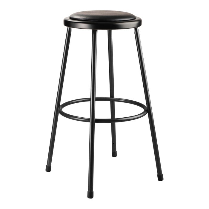 National Public Seating Heavy Duty Vinyl Padded Steel Stool, 30 Inch Height, Black