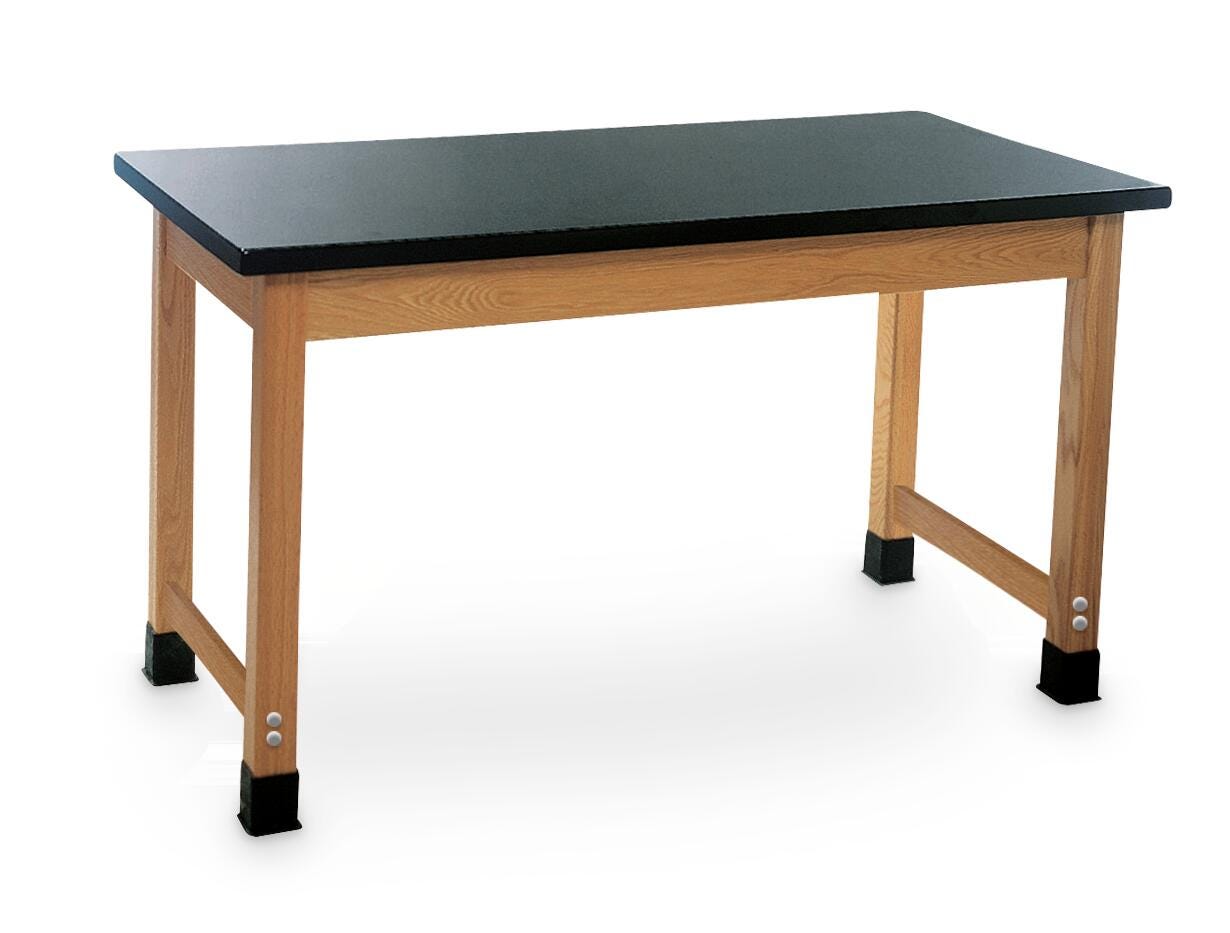 Diversified Spaces Science Table, ChemGuard Top, 72 x 42 x 30 Inches, Oak Frame