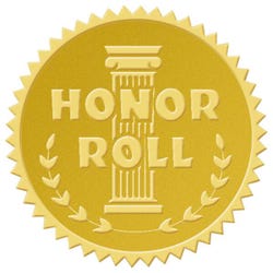Hayes Honor Roll Gold Foil Embossed Seal, Pack of 54
