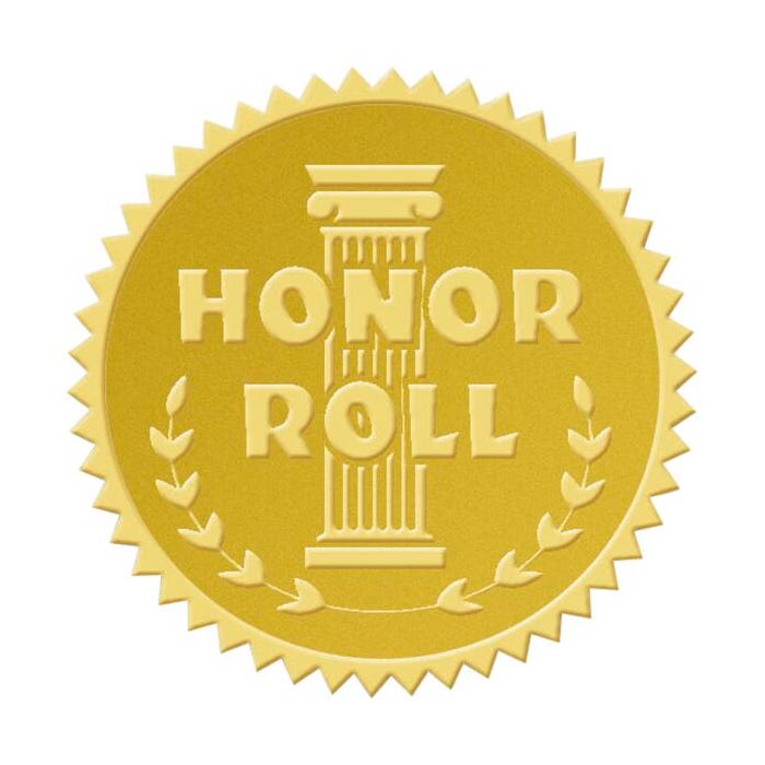 Hayes Honor Roll Gold Foil Embossed Seal, Pack of 54