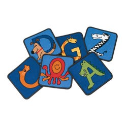 Carpets for Kids KID$Value PLUS A to Z Animals Seating Squares Carpet, 12 x 12 Inches, Set of 26, Multicolored 679214