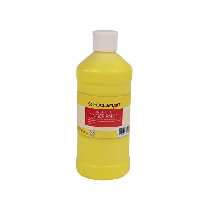 School Smart Washable Finger Paint, Yellow, 1 Pint Bottle