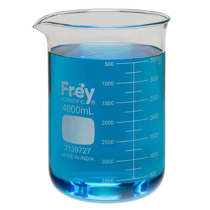 Frey Scientific Borosilicate Glass Beaker, 4000 mL