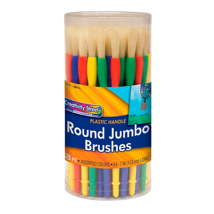 Creativity Street Chubby Brushes, Round Type, Easy Grip Handles, Jumbo Sizes, Set of 58