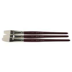 Image for Sax Optimum White Synthetic Taklon Paint Brushes Short, Flat, 1/2 Inch, Set of 3 from School Specialty