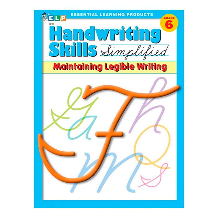 Essential Learning Products Maintaining Legible Writing Workbook, Grade 6
