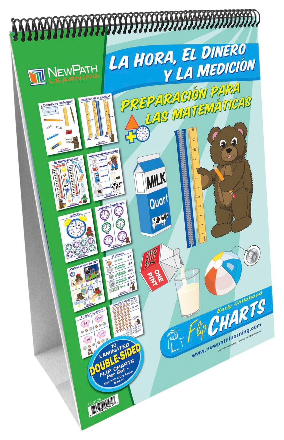 NewPath Spanish Time, Measurement & Money Flip Chart Set, Grades PreK to 2 2023508