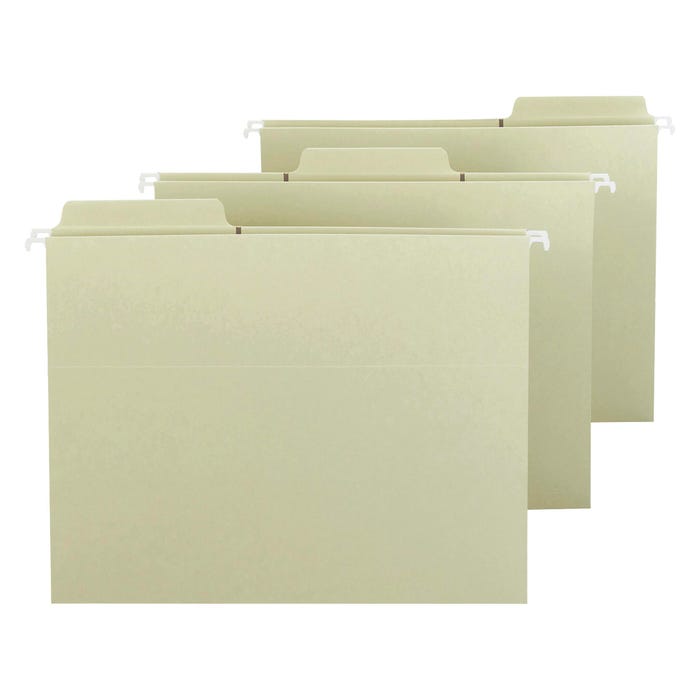 Smead FasTab Hanging File Folder, Letter Size, 1/3 Cut Tabs, Moss Green, Pack of 20