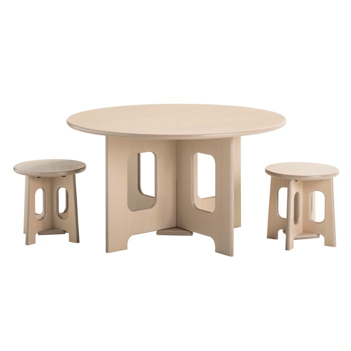 Childcraft Out2Grow Outdoor Table and Stool Set, 36 Round x 20 Inches, Two 12-Inch Stools