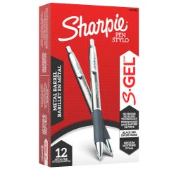 Sharpie S-Gel Pens, Medium Point, 0.7mm, Metal Barrel, Black, Pack of 12 2086808
