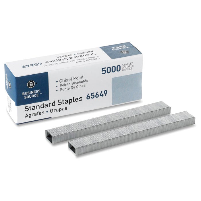 Business Source Standard Staples, Chisel Point, 210 Strip, Pack of 5000, SR