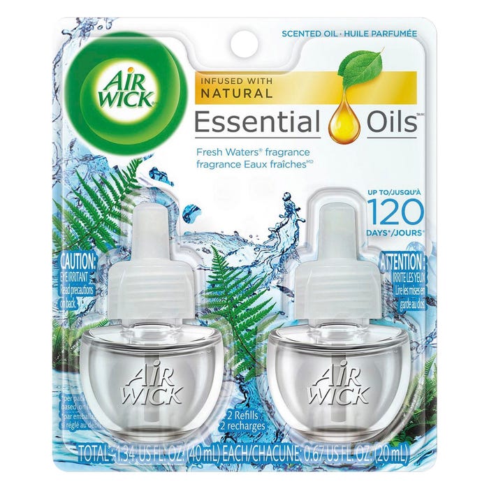 Air Wick Scented Oils Refill, 0.67 Ounce, Fresh Waters, 2 Count, Case of 6
