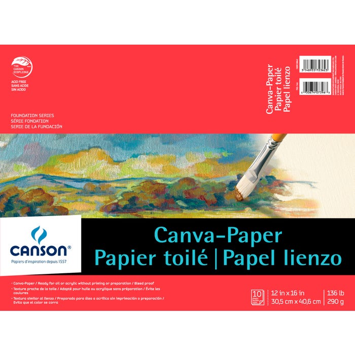 Canson Paper Canva-Pad, 12 x 16 in, White, 10 Sheets/Pad