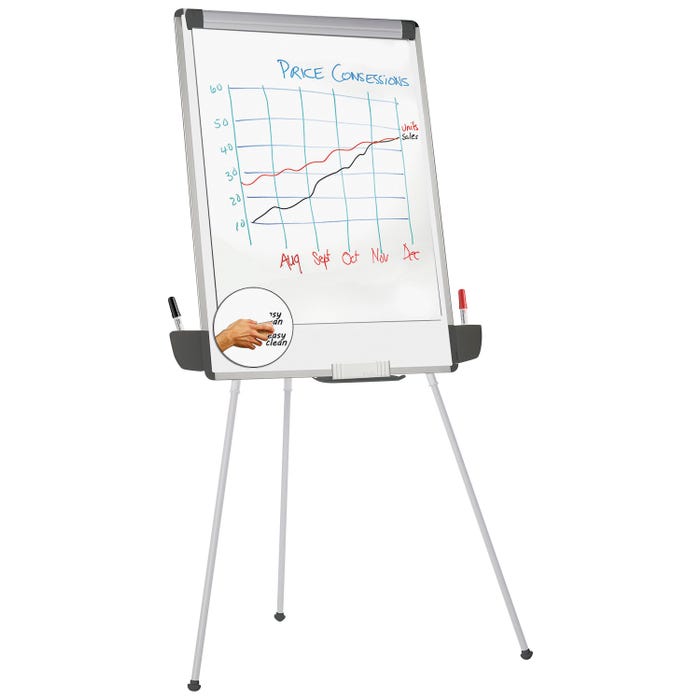 MasterVision Dry-Erase Portable Tripod Easel, 29 x 41 Inches, White
