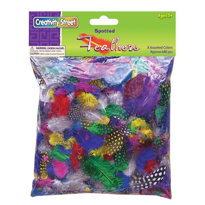 Creativity Street Rainbow Guinea Hen Feather Superpack 3 - 4 in, Assorted Color, Pack of 640