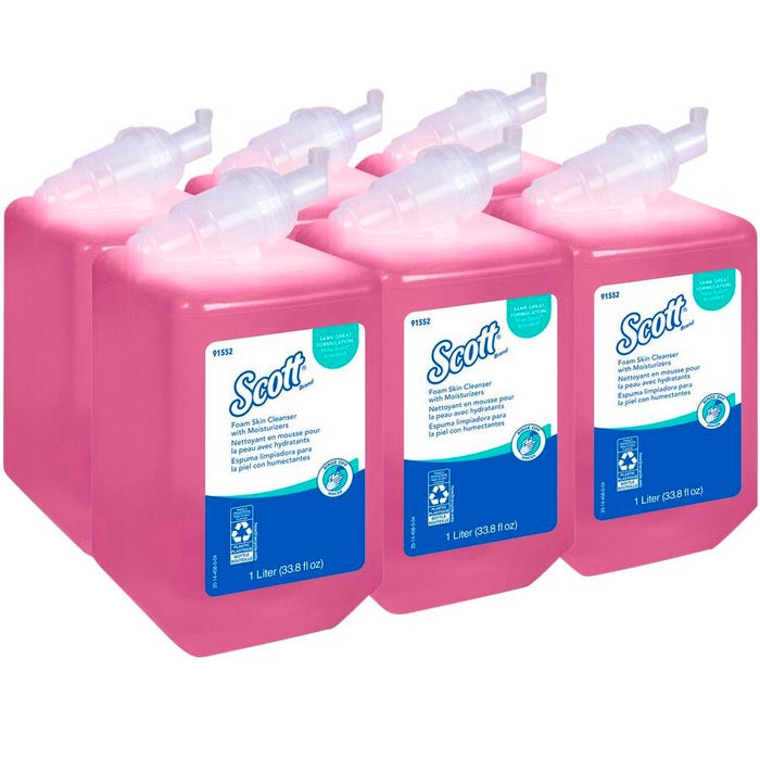 Scott Pro Foam Skin Cleanser with Moisturizers, 1000 mL, Pink, Carton of 6