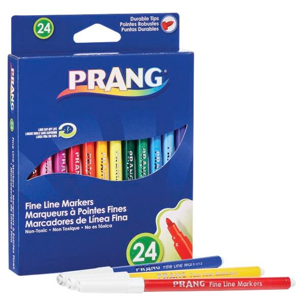 Prang Classic Art Markers, Fine Line, Assorted Colors, Set of 24 089755