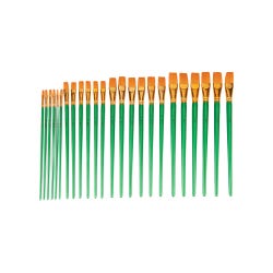 Sax Optimium Golden Synthetic Taklon Paint Brushes, Flat Type, Long Handle, Assorted Sizes, Pack of 24