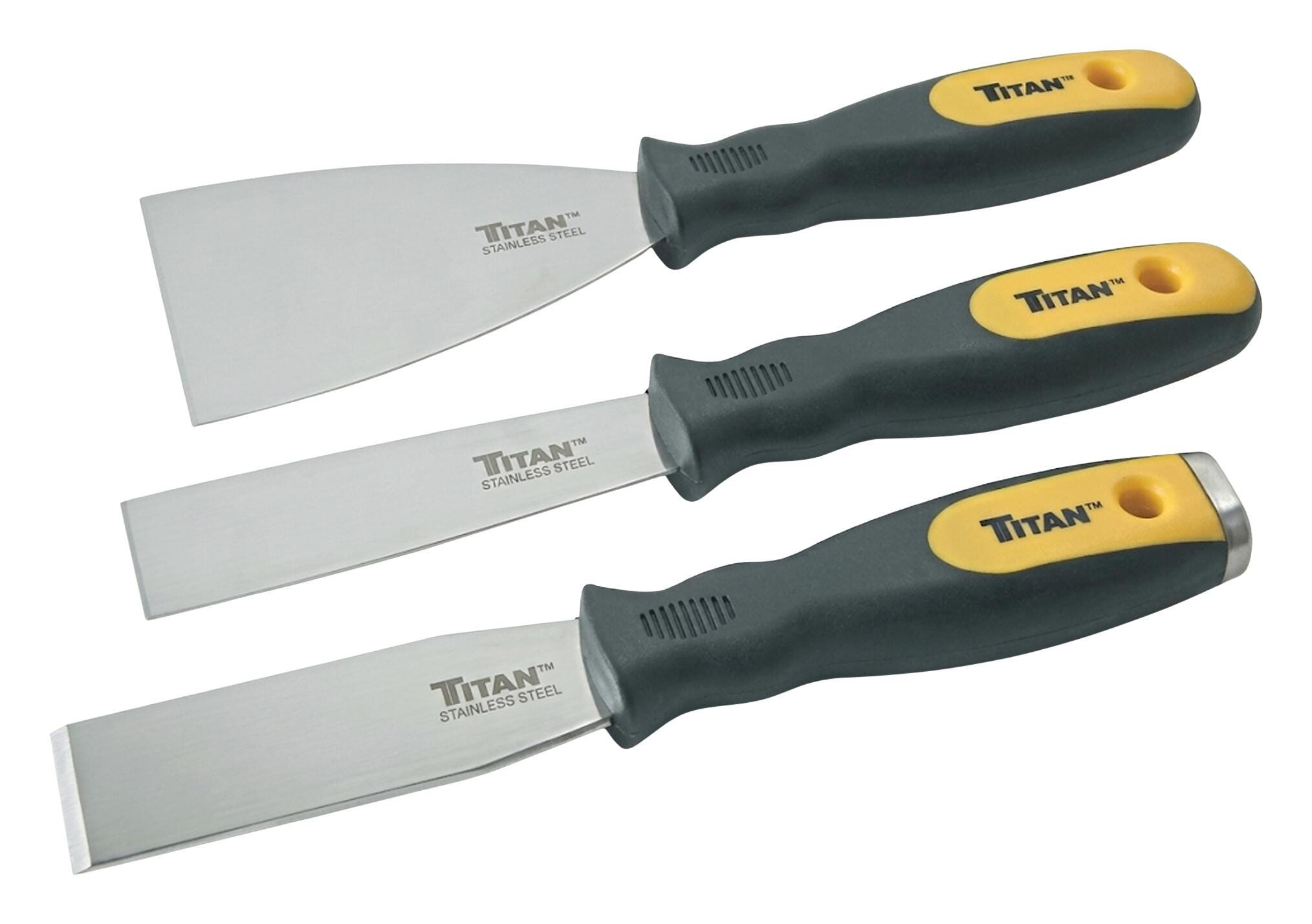 Titan 3-Piece Scraper and Putty Knife Set, Stainless Steel, Set of 3