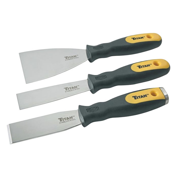 Titan 3-Piece Scraper and Putty Knife Set, Stainless Steel, Set of 3